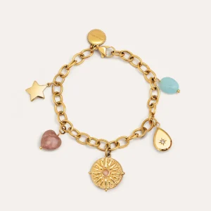 Best SINGULARU Pulsera Multicharms Soleil Acero Baño Oro