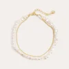 Best SINGULARU Pulsera Pearl Chain Acero Baño Oro