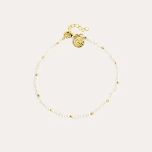 Outlet SINGULARU Pulsera Pearls Dots Acero Baño Oro