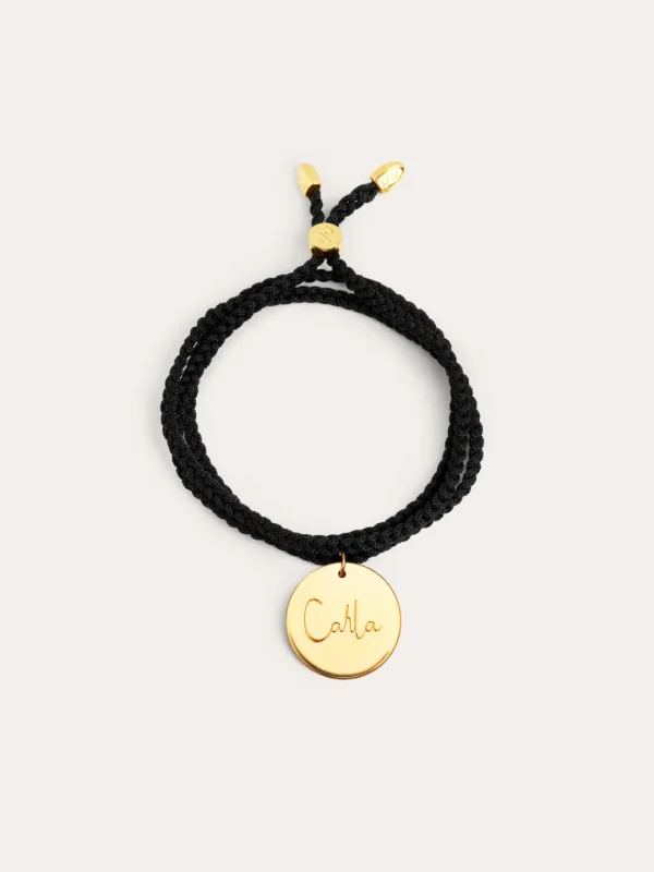 New SINGULARU Pulsera Personalizada Dream Negra Plata Baño Oro