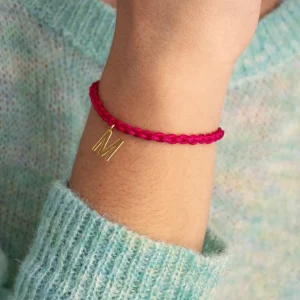 Sale SINGULARU Pulsera Personalizada Fucsia Letters Plata Baño Oro