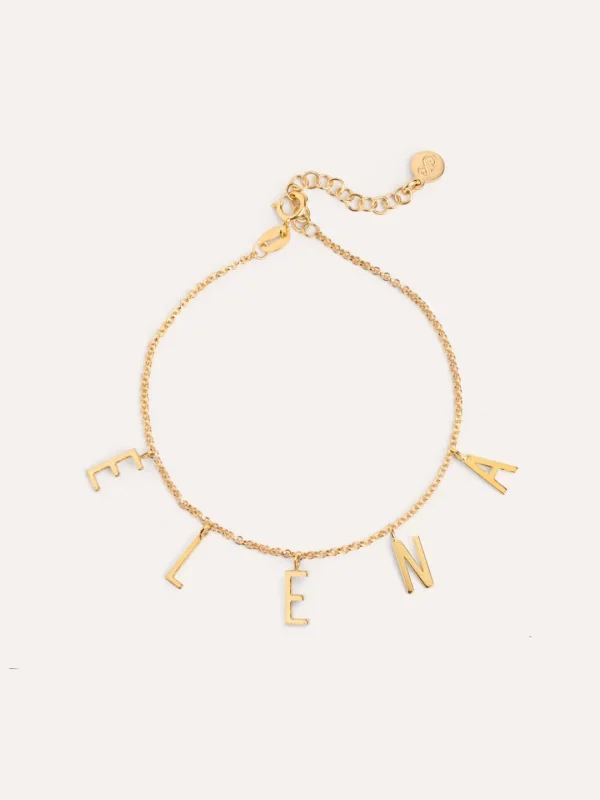 Fashion SINGULARU Pulsera Personalizada Letters Plata Baño Oro