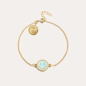 Fashion SINGULARU Pulsera Smiley Sky Enamel Baño Oro