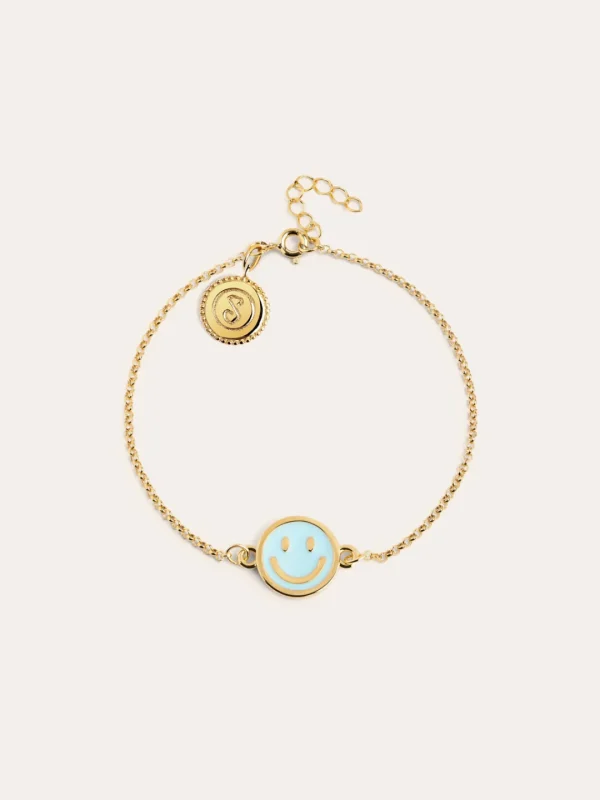 Fashion SINGULARU Pulsera Smiley Sky Enamel Baño Oro