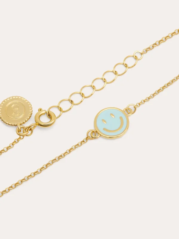 Fashion SINGULARU Pulsera Smiley Sky Enamel Baño Oro