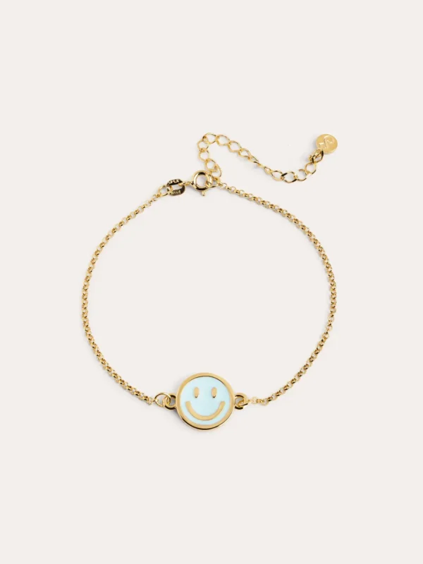 Fashion SINGULARU Pulsera Smiley Sky Enamel Baño Oro