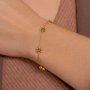 Clearance SINGULARU Pulsera Tiny Daisy Acero Baño Oro