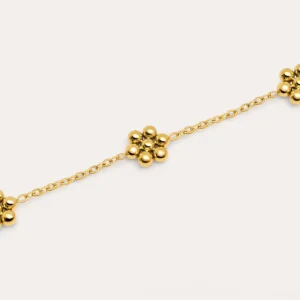 Clearance SINGULARU Pulsera Tiny Daisy Acero Baño Oro